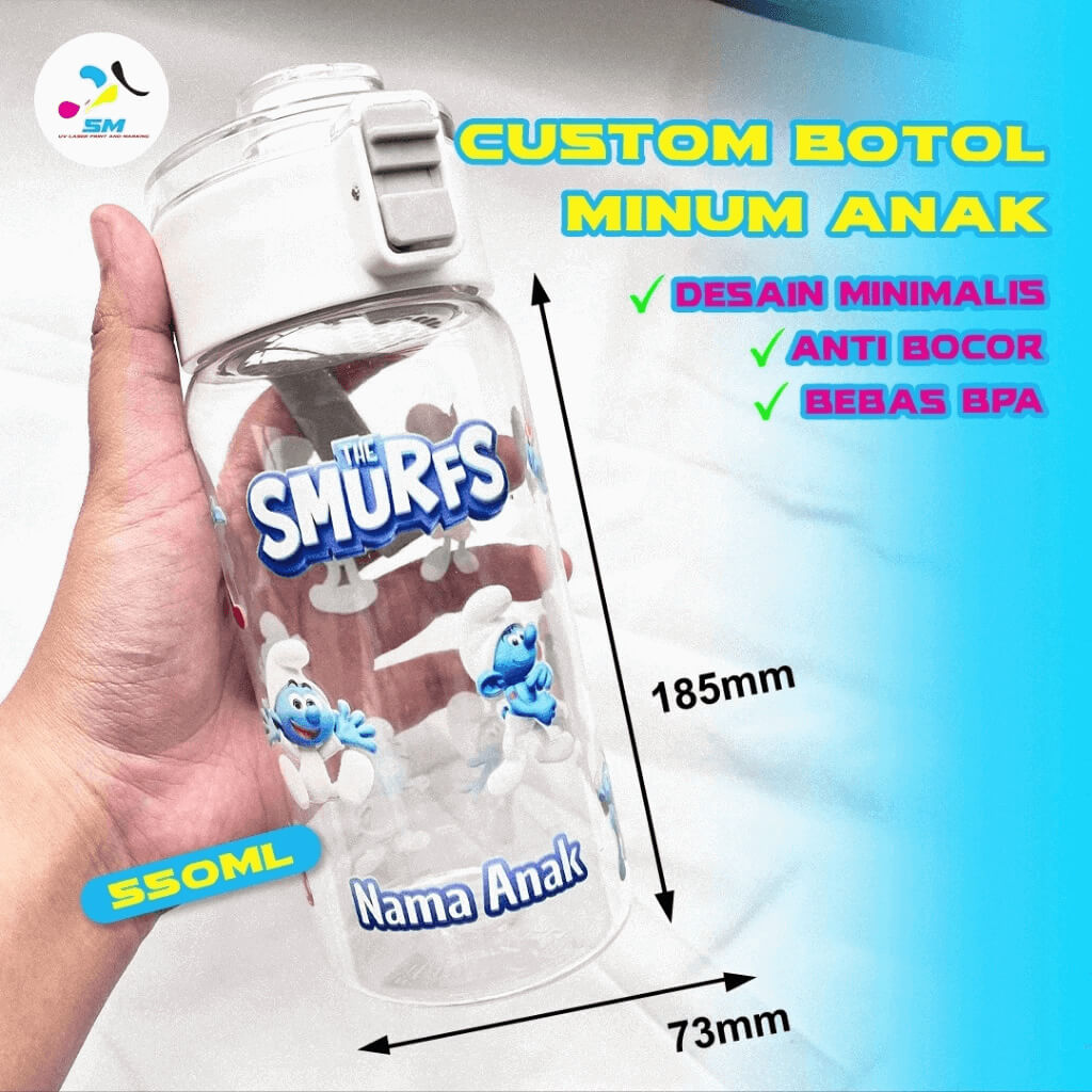 botol minum unik, botol minum custom, botol minum lucu, hadiah unik, hadiah custom, desain suka suak, UV printing