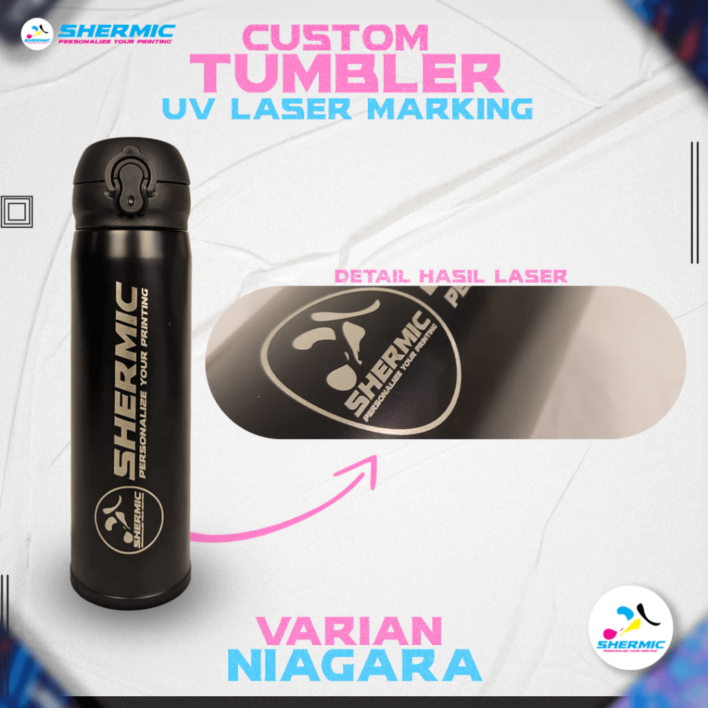 tumbler custom & botol minum custom di cetak dengan UV printing kualitas terbaik dan bisa juga di cetak dengan uv marking